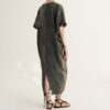 Summer Linen Drape Stir-fry Dyeing Dress