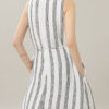 Summer Linen Striped Holiday Style Sleeveless V-neck Dress