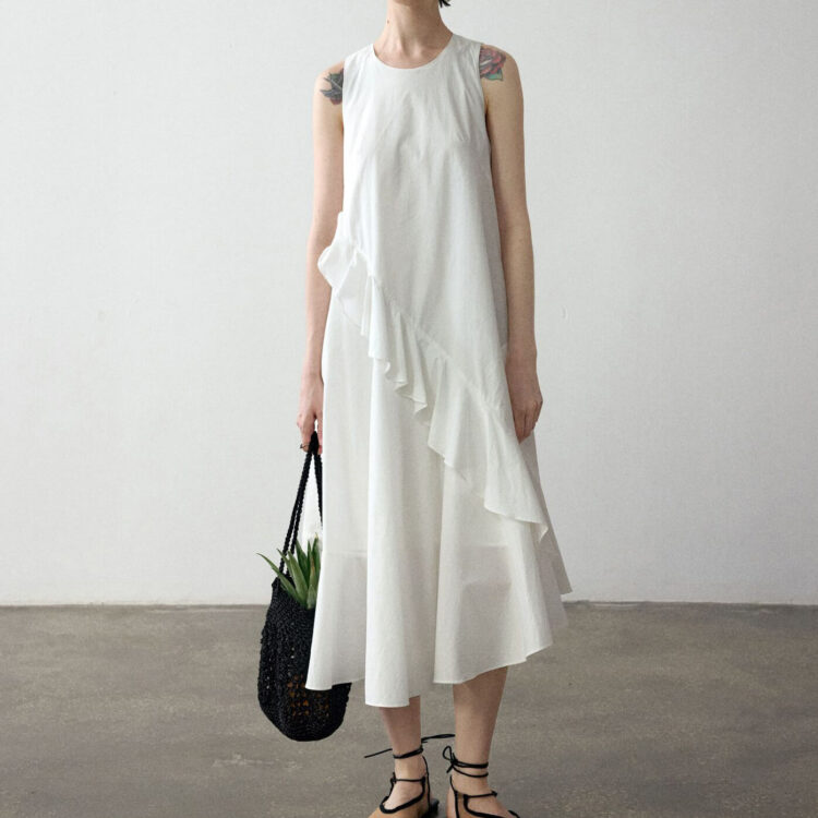 Summer Long Staple Cotton Ruffle Dress