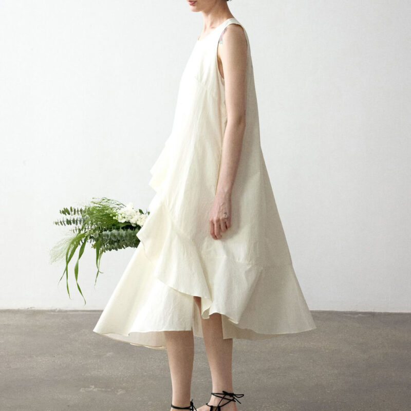 Summer Long Staple Cotton Ruffle Dress