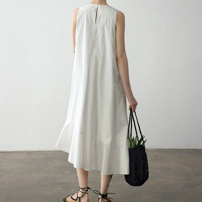 Summer Long Staple Cotton Ruffle Dress
