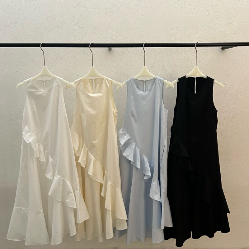 Summer Long Staple Cotton Ruffle Dress