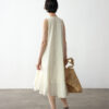 Summer Long Staple Cotton Ruffle Dress