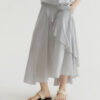 Summer Long Staple Cotton Ruffled A-Line Elastic Waist Skirt