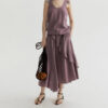 Summer Long Staple Cotton Ruffled A-Line Elastic Waist Skirt