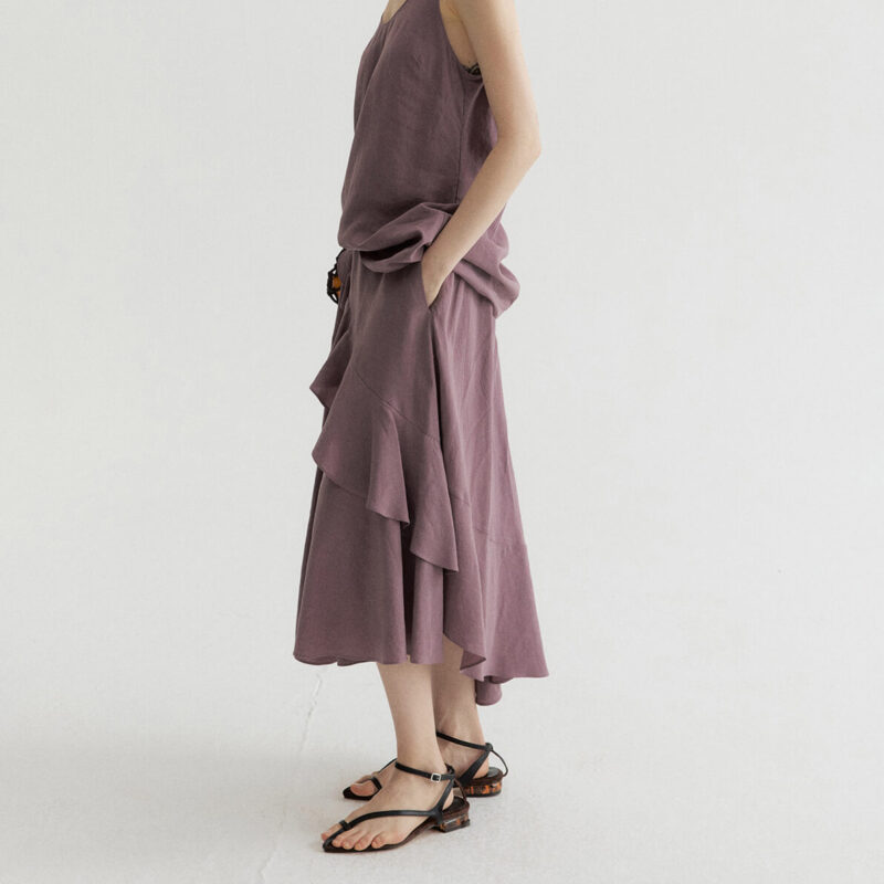 Summer Long Staple Cotton Ruffled A-Line Elastic Waist Skirt