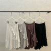 Summer Long Staple Cotton Ruffled A-Line Elastic Waist Skirt