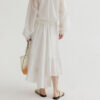 Summer Long Staple Cotton Ruffled A-Line Elastic Waist Skirt