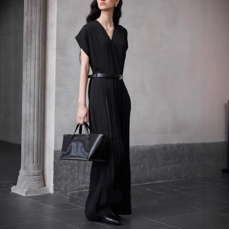 Summer Minimalist Commuting Waist-cinching Wide-leg Jumpsuit