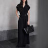 Summer Minimalist Commuting Waist-cinching Wide-leg Jumpsuit