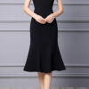 Summer Off shoulder Short sleeved Hand sewn Rhinestones Mid length V neck Slim Fishtail Evening Dress 14