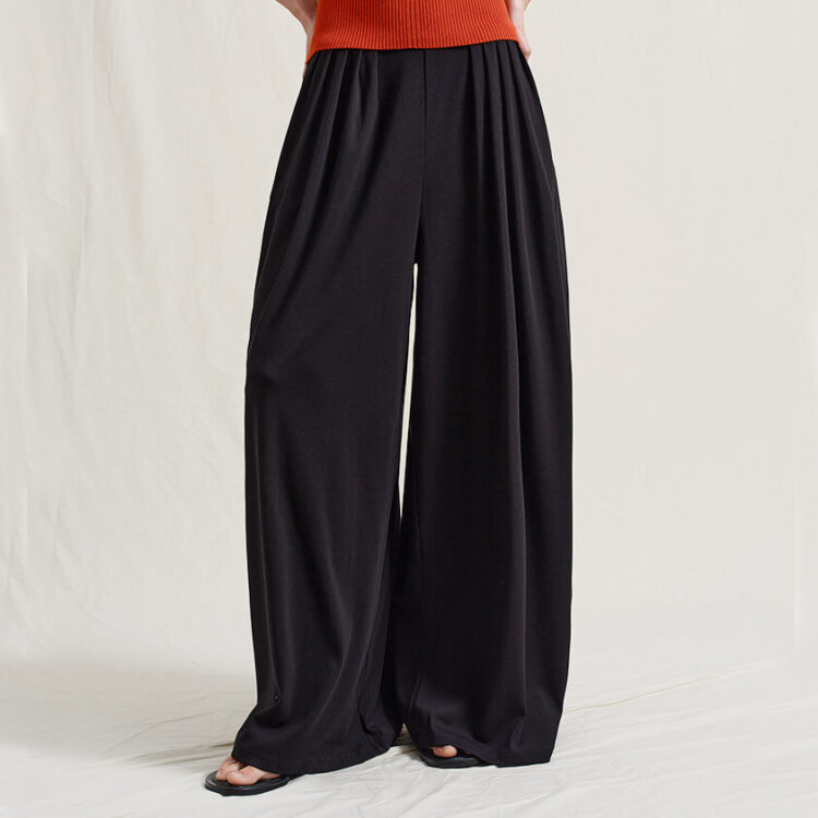 Summer Pleated Knitted Wide-leg Pants