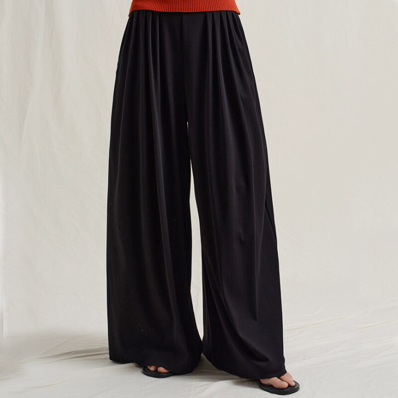 Summer Pleated Knitted Wide-leg Pants