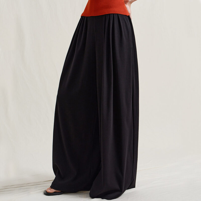 Summer Pleated Knitted Wide-leg Pants