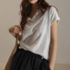Summer Polo-collar Short-sleeved Cotton-linen Casual T-shirt