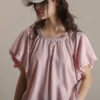 Summer Puff Sleeve Waist-cinching Lace-up Dropped Shoulder Sleeves Blouse