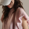 Summer Puff Sleeve Waist-cinching Lace-up Dropped Shoulder Sleeves Blouse