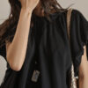 Summer Puff Sleeve Waist-cinching Lace-up Dropped Shoulder Sleeves Blouse
