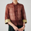 Summer Purple Silk Retro Stand Collar Chinese Style Top 4