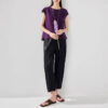 Summer Purple Silk Side Slit Reversible Top