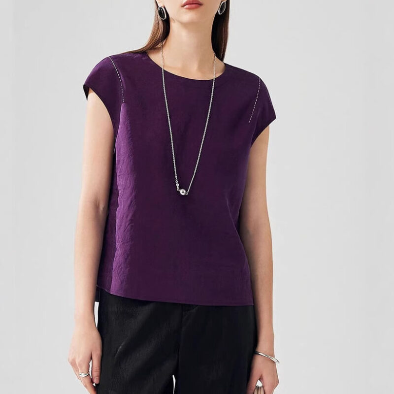 Summer Purple Silk Side Slit Reversible Top