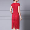 Summer Red Pearl Lace Mid Length Evening Dress 11