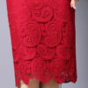 Summer Red Pearl Lace Mid Length Evening Dress 3