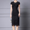 Summer Red Pearl Lace Mid Length Evening Dress 5