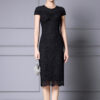 Summer Red Pearl Lace Mid Length Evening Dress 6