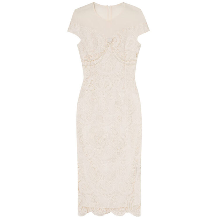 Summer Red Pearl Lace Mid-Length Evening Dress