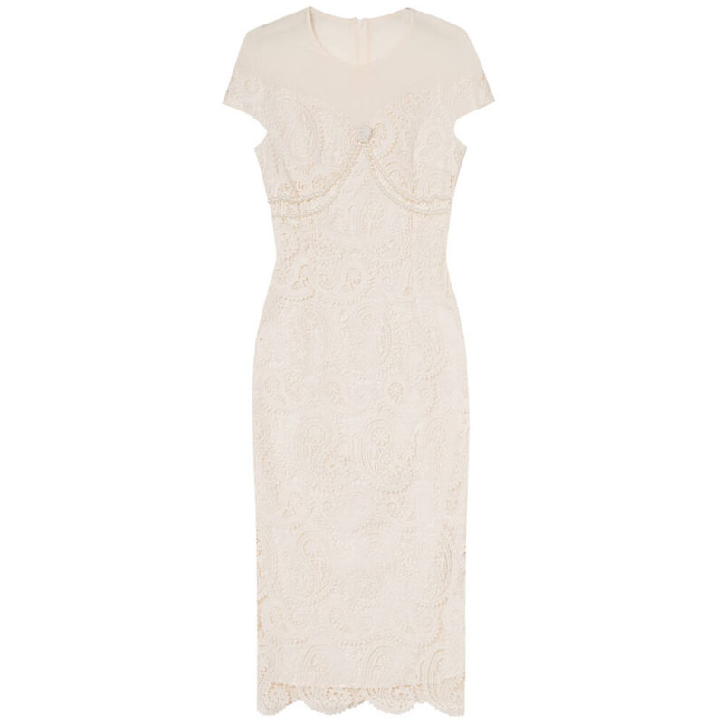 Summer Red Pearl Lace Mid Length Evening Dress 8