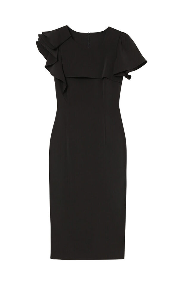 Summer Red Slant Collar Ruffled Slim Fit Party Dress 3