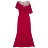 Summer Red Three Dimensional Flower Beaded Ruffle Waisted Fishtail Evening Dress 1