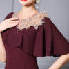 Summer Red Three Dimensional Flower Beaded Ruffle Waisted Fishtail Evening Dress 10