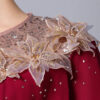 Summer Red Three Dimensional Flower Beaded Ruffle Waisted Fishtail Evening Dress 9