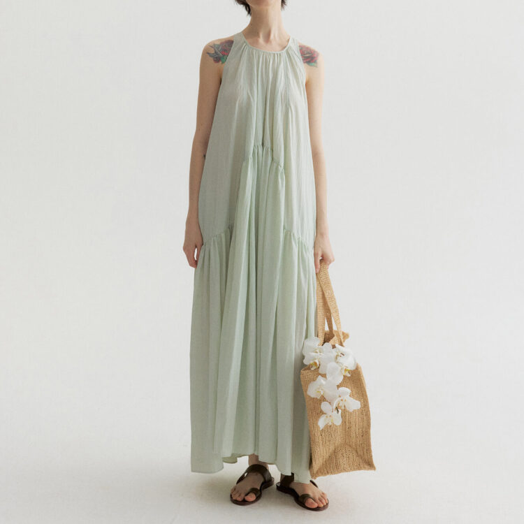 Summer Resort Atyle Tencel Halter-neck Vest-style A-line Dress