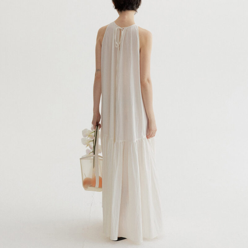 Summer Resort Atyle Tencel Halter-neck Vest-style A-line Dress