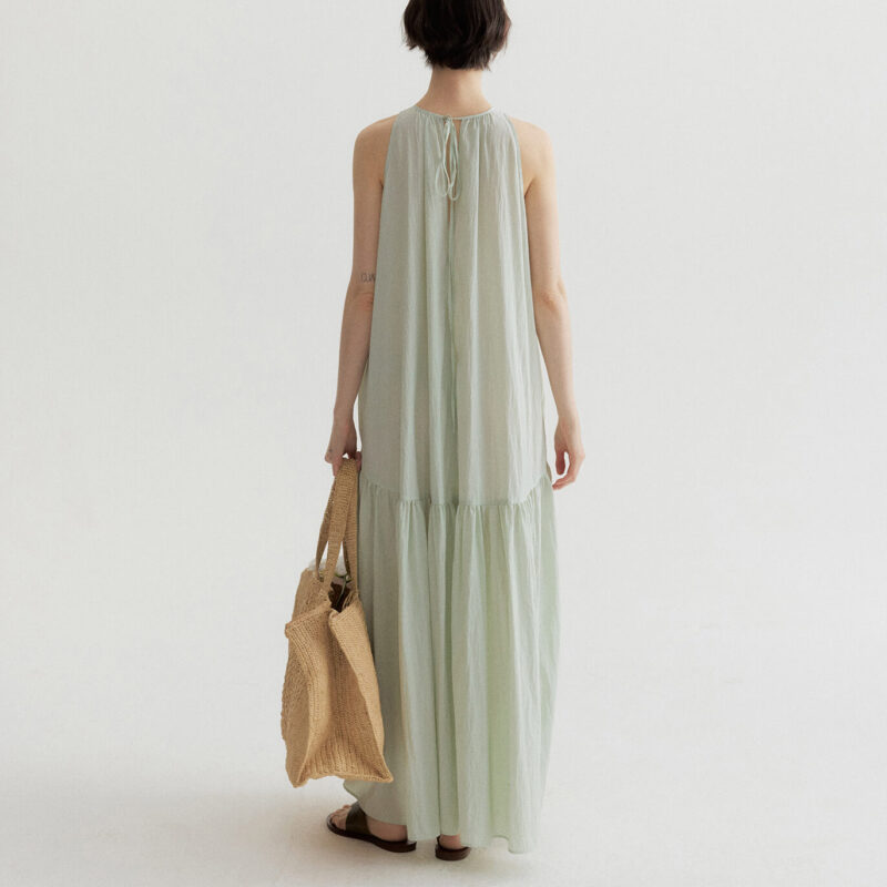 Summer Resort Atyle Tencel Halter-neck Vest-style A-line Dress