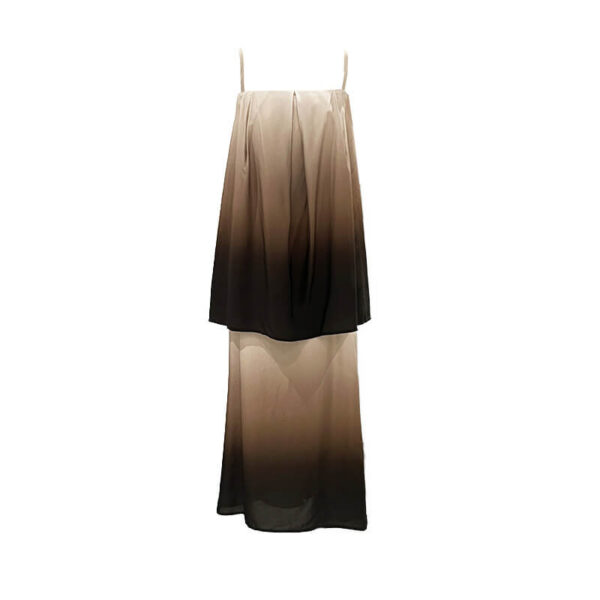 Summer Resort Style Gradient Satin Camisole Top + Skirt Two-Piece Set