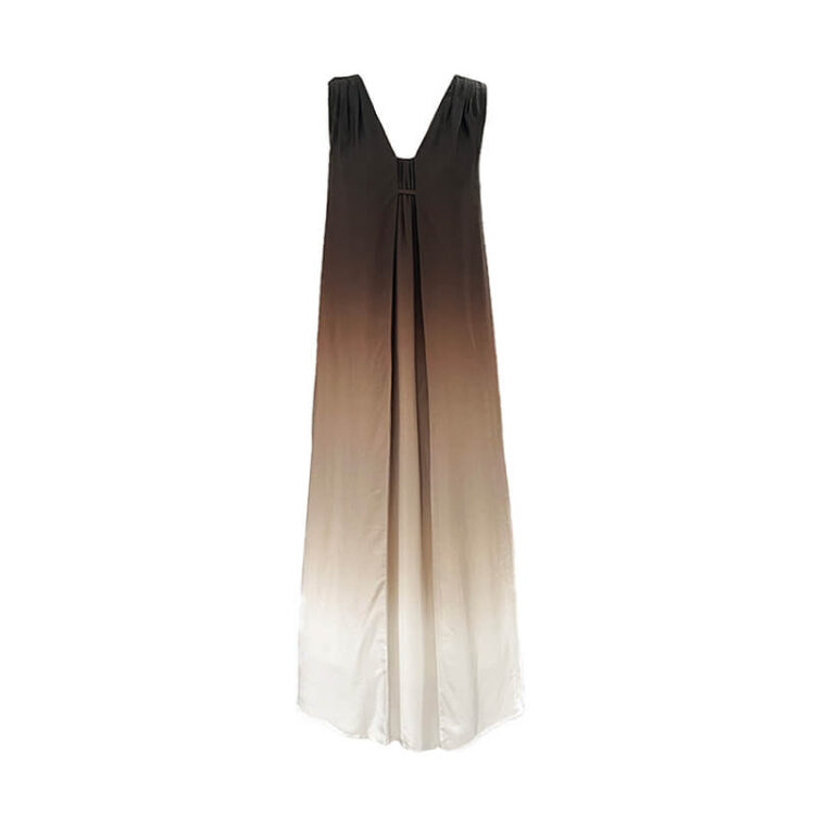 Summer Resort Style Gradient V-neck Loose Casual Sleeveless Dress