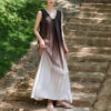 Summer Resort Style Gradient V-neck Loose Casual Sleeveless Dress