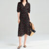 Summer Resort style cherry print wrap around French tea dress 1