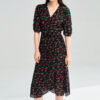 Summer Resort style cherry print wrap around French tea dress 3
