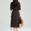 Summer Resort style cherry print wrap around French tea dress 5