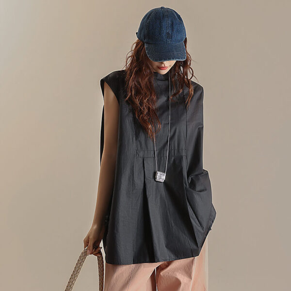 Summer Reversible Sleeveless Stand-up Collar Shirt