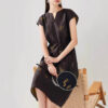 Summer Silk Butterfly Embroidery V-Neck Lace-Up Dress
