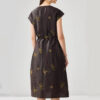 Summer Silk Butterfly Embroidery V-Neck Lace-Up Dress