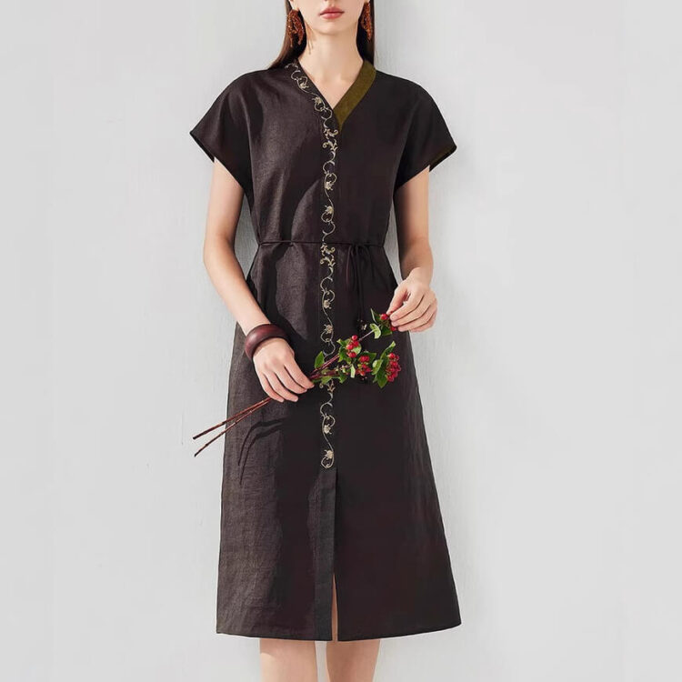 Summer Silk Embroidered Dress
