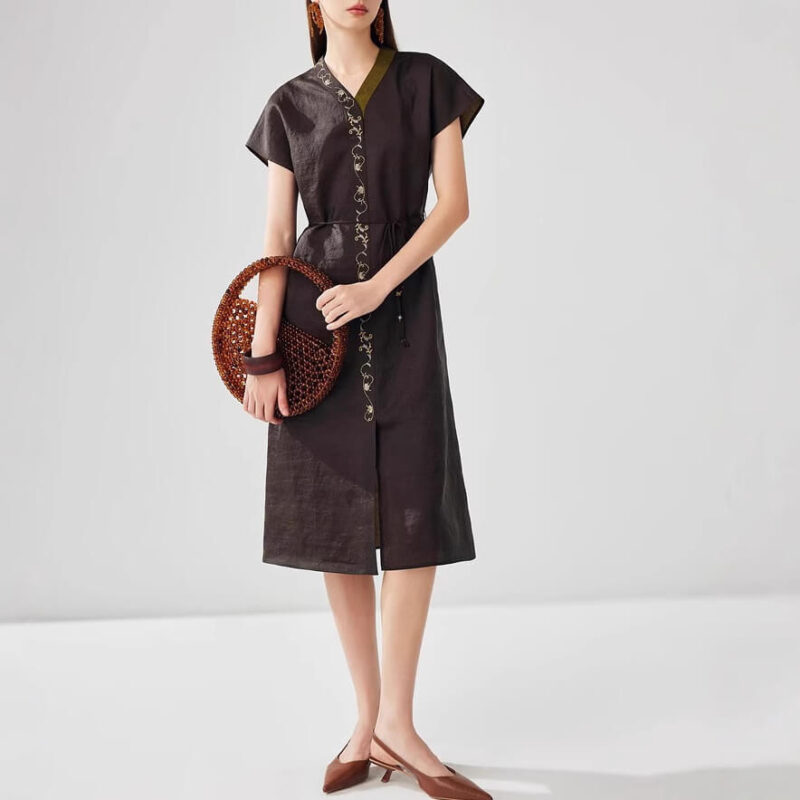 Summer Silk Embroidered Dress