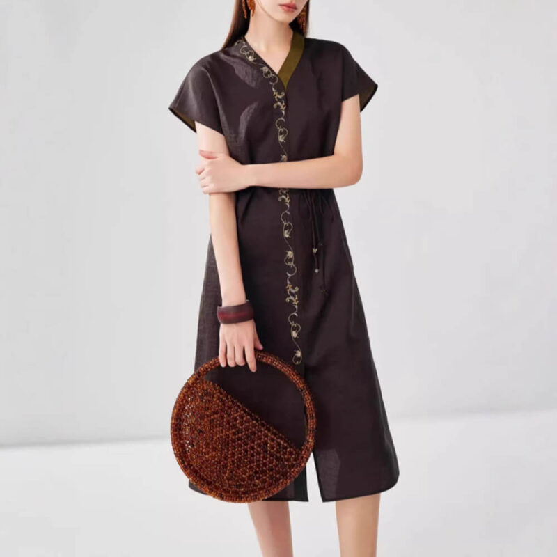 Summer Silk Embroidered Dress